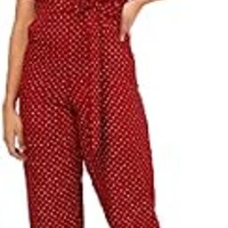 Crepe Jumpsuit Angrakha Neck Polka Dot Red Printed Jumpsuit for Girl's & Women's-10