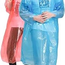 Disposable Raincoat Poncho with Hood Raingear Travel Rainsuit Barsaati Water Resistant Rainwear for Men Women 2 Pcs Pack01 Multicolour-image-9