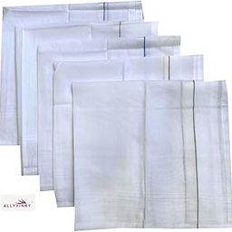 Allyvinny™ Men's Cotton super soft Handkerchiefs, White border, Pack of 6 pcs, (42x42cm), multicolor border.-image-47