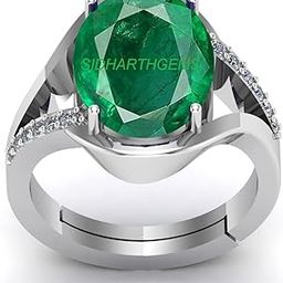 Certified Emerald Panna 19.50 Carat / 20.25 Ratti Panchdhatu Adjustable Silver Plating Ring for Astrological Purpose Men & Women-image-63