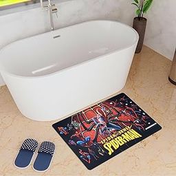 Kuber Industries Marvel Spiderman Bathmat | Anti Skid Door Mat | Super Absorbent Bath Mat | Rubber Floor Mat for Home | Quick-Drying Non-Slip Floor Mat | HY022 |Black & Blue-31