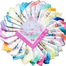 Womens Beautiful Cotton Floral Handkerchief Wendding Party Fabric Hanky 6 pcs-image-43