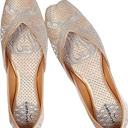 Women's Embroidered Ethnic Flats Punjabi Mojari Jutis-image-84