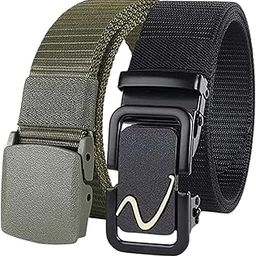 Men’s Formal/Causal Automatic Push Lock Nylon Woven Belt Combo Set of 2for Men RA82-image-73