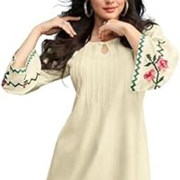 Women's Heavy Rayon 3/4th Sleeve Embroidered Regular Fit Top-image-45