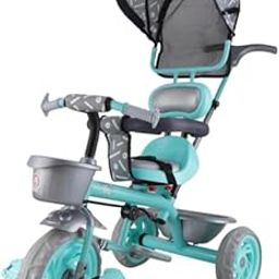 Tiny Trekker Lite Tricycle for Kids 1.5 to 5 Years with Reversible Seat,Parental Push Handle, Foldable Canopy Storage Baskets |Plug & Play Trikes for Girls Boys (Green)-image-59