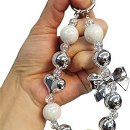 Keychain Mobile Chain Beads Charm Hanging, Phone Pendant Wrist Bracelet Holder | Purse, Camera, Mobile Cover Charm Strap Smartphone Case for Girls Women (MB D-03)-image-71