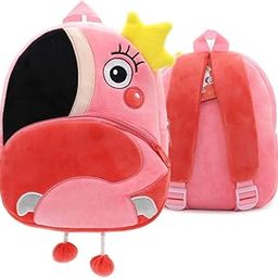 Flamingo Kids School Bag Soft Plush Cartoon Velvet Animal Backpacks Cartoon, Picnic, Nursery, Preschool Boys/Girls/Baby (2 to 6 Years) (Pink)-24
