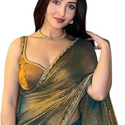 Women's Soft Zimmy Choo Fandy Silk Saree With Hand Work Lace Boarder & With Unstitched Blouse-0
