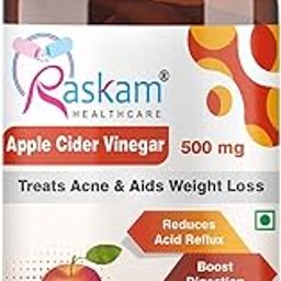 Raskam Apple Cider Vinegar 500 mg Capsules, Treats Acne & Aids Weight Loss, 100 Veg. Capsules-image-89