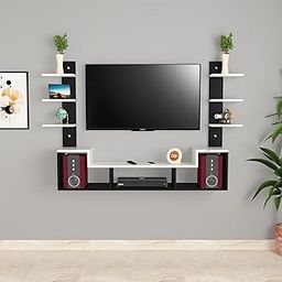 Konrad Wall Mount TV Entertainment Unit Stand Set Top Box Stand Black & Frosty White (Ideal for up to 43") Screen-image-53