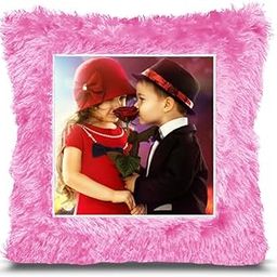 BMRGIFTS Fur Personalized Gift Photo Cushion for Boyfriend Girlfriend Husband Wife on Occasions Valentine's Day Birthday Anniversary Special Love Gift Square 15x17 inch, Pink (PC12)-image-88