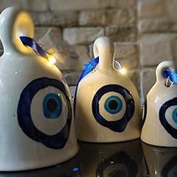 Shopping Shots Set of 3 Ceramic Bells (1 Large, Height 5 inch, 1 Medium Height -4 inch & 1 Small, Height 3 inch) for Home Decor, Festive Decoration, Garden, Temple.-7