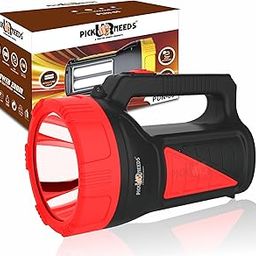 Pick Ur Needs Rechargeable Long Range Search Torch Light 50W with 2 Side Emergency Tube Light (Red)-image-29