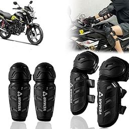 Auto Pearl Motorcycle Knee Shin Guards Elbow Pads, 4 in 1 Monstor Style Knee Shin Safe Protection Armor for Moto Cycling Racing compatible with SP 125 (Black, 4Pcs)-image-68