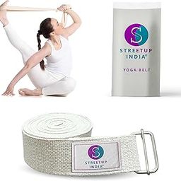 Streetup India® Yoga Belt/Strap 9 Feet For Stretching, Yoga, Pilates, Physical Therapy, Fitness| Pure Cotton White-image-122
