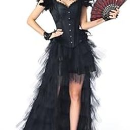 Black Feather Steampunk Corset Dress tage Gothic Clothing Victorian Korsett For Women Burlesque Costume Bustier Femme-image-93