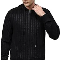 campus sutra Men's Zip-Front Hoodie with Ribbed Hem for Casual Wear | Hooded Neck | Long Sleeve | Zipper Closure | Cotton Sweatshirt Crafted with Comfort Fit for Everyday Wear-picture-46