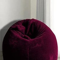 Mollismoons Bean Bag Chair for Adults Premium Fur XXXL Size for Adults & Kids Living Room Bean Bag Chair Luxury Bean Bags Couch comforatble Sofa Bean(Maroon/Cherry) (Maroon XXXL Cover Without Beans)-image-56