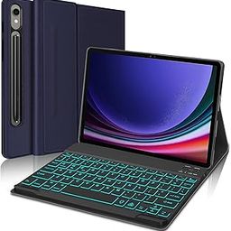 ProElite Keyboard case for Samsung Galaxy Tab S9 11 inch/S9 FE/S10 FE 10.9 inch, Magnetic Detachable Wireless Bluetooth Keyboard Built-in 7-Colors Backlit, Dark Blue-10