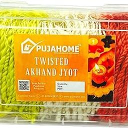 Pujahome Twisted Cotton Short Wicks for Akhand Jyoti –600+ Pieces,Long Batti for Daily Pooja & Meditation – Multicolor Deepak Diya Wicks for Aarti and Mandir Use-image-57