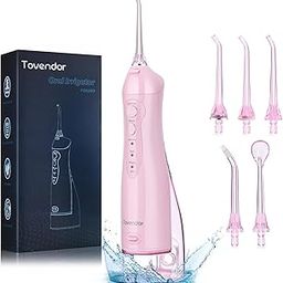 TOVENDOR Electric Water Flosser, Cordless Dental Oral Irrigator - 3 Modes, 5 Tips for Family Hygiene (300ML, Waterproof Waterflosser)-91