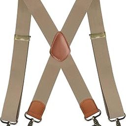 Suspenders for Men Heavy Duty Suspenders Adjustable Casual 3.5cm Wide Braces Beige-image-18