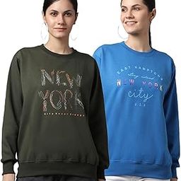 Fleece Round Neck Sweatshirt for Women (Pack of 2)-SW_RRN_45_OLV_46_BLU_002-P-image-42