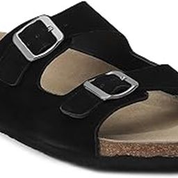 Men's Cork Footbed Sandal,Slip On Entry,(Size 41-46) Leather, Casual Lounging Slipper, EVA Sole, Flat Heel,Zeno Lea 2.0-picture-2