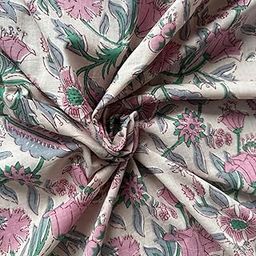 Floral Hand Block Printed Running Fabric | Natural Dyed Dress Materiel | Jaipuri Printed Materiel | 100% Cotton Salwar Suit Dress Material | Sanganeri Print Fabric (Lavender, 2.5 Meters)-image-64