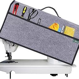 FREDDO Felt Sewing Machine Cover With Storage Pockets, Tailoring Stitching Silai Machine Compatible With Most Standard Singer Juki Jack Usha Brother (Grey Color) 20X11X10 Inch-67