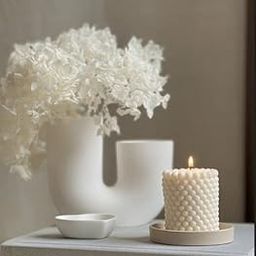 Bumbleberry Ball Cylinder Candle | Bubble Pillar | Handpoured | White Color | Scented | 100% Soy Wax (Eucalyptus)-image-25