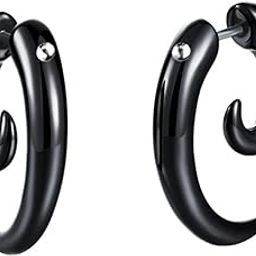 ELBME® Earring Backs Replacements, Punk black bull horn snail earrings for men and women hip-hop rock party personality earrings_1-image-33