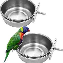 RoverPets Parrot Stainless Steel Feeding Cups Bird Feeders Water Cage Bowls with Clamp Holder and 1 Pcs Bird Stand Toy for Parakeet Conure Cockatiels Lovebird Budgie Chinchilla 250ml,2Pcs-image-96