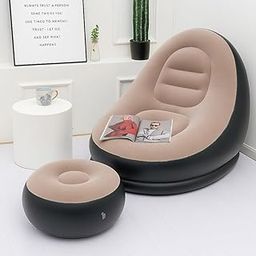 Shree Shyam Enterprises Inflatable Lounge Chair| Inflatable Air Chair with Push Pump| Footrest Stool Foldable Air Couch Sofa| Deck Chair High Back for Indoor Bedroom, Office, Balcony, Outdoor-image-3