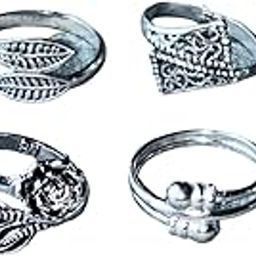 Women & Girls Metal Fancy Glossy finish Toe Ring Adjustable Bichiya/Leg Finger Ring_Combo_4 (A_C_P_110816_Silver)-image-74