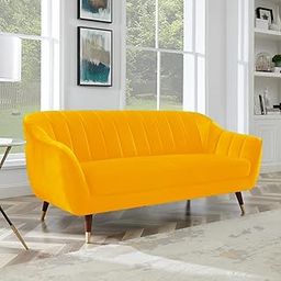 WOOD FURNITURE 3-Person Sofa with Two Cushions Perfect for Home Office Guests Living Room Bedroom Office Other (Yellow)-image-28