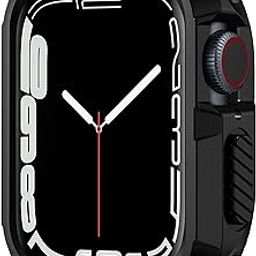 CROSSVOLT Rugged Armor Cover Case Compatible with Apple Watch Series 9/8/7 45mm, Series 6/5/4 SE SE2 44mm with Bumper - (45/44mm Black) [Watch not Included]-picture-31