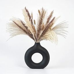 PulGos Donut Style Indoor Planter - Flower Vase for Living Room| Planter Pot for Home Decor - Ceramic Big Size Pots for Home Decoration, Waterproof Earthy Matte Finish, (Donut, Black) (Pack of 1)-image-66