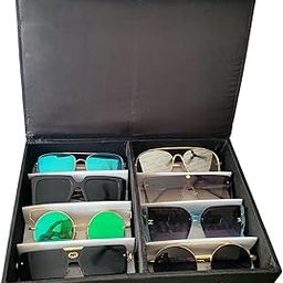 Sunglass, Eyewear, Spectacle and Goggles Storage Box Case Organizer with 8pcs Capacity for All Kind of Eyewear Storage | Black Color-10