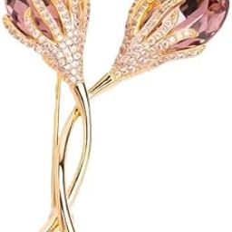 Purple Jeweled Flower Brooch Pin | 18k Gold Plated | Trendy, Lightweight & Comfortable | Stylish & Tarnish-Resistant | Qty : 1pc-image-98