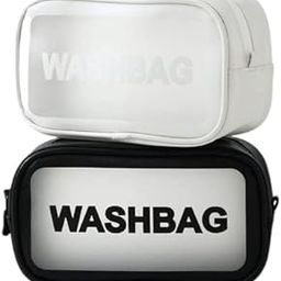 AASAISH Transparent Cosmetic Pouch Small Size Waterproof washbag Portable Travel Makeup Organizer Storage Bag PVC Hand Bag Zipper (Pack of 2) White and Black-picture-18