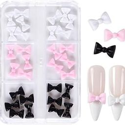 S.A.V.I 3D Bowknot Nail Art Decorations - 30 PCs | Multi-Color Nail Charms (Black, White, Pink) | Cute Bow Nail Accessories for DIY Manicure, Acrylic Nails | Small Storage Box Included-image-12