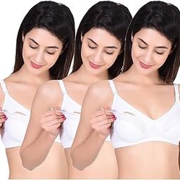 Women's Cotton Feeding/Maternity/Nursing Bra (Pack of 3) White-picture-49
