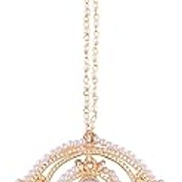 Traditional Gold Plated Kundan & Pearl Studded Maang Tikka for Women-image-83