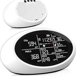 12 in 1 Air Quality Indoor- Portable Indoor Air Quality Meter for CO2, TVOC, PM2.5, PM1.0, PM10, Humidity DM605E (White)-picture-11