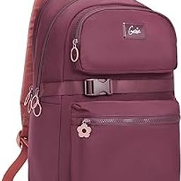 Maple Casual Backpack for Girls |17 In-20 Ltr with Laptop Sleeve, Two Compartments and Trolley Sleeve with Padded Shoulders |Best for Books,Stationery,Lunch Box & Essentials - Wine-image-67