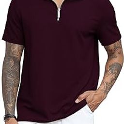 Men's Solid Zip Polo Neck T-Shirt | Polyester Blend | Regular & Comfort Fit-image-93