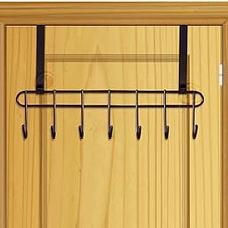 Pack of 1 Metal Over-The-Door Hanger with 7 Hooks for Home and Office, No Drilling Required, Black-24