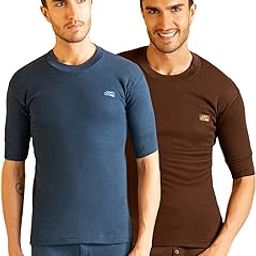 Lux Cottswool Men's Pack of 2 Half Sleeves Round Neck Thermal Set-image-55